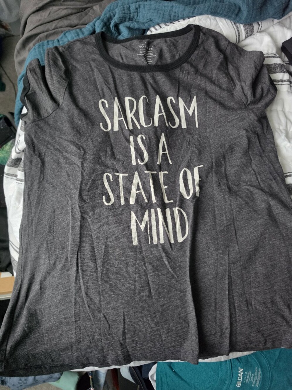 torrid Size 1Charcoal Graphic Tee with Cream Text - 'Sarcasm Is A State Of Mind'